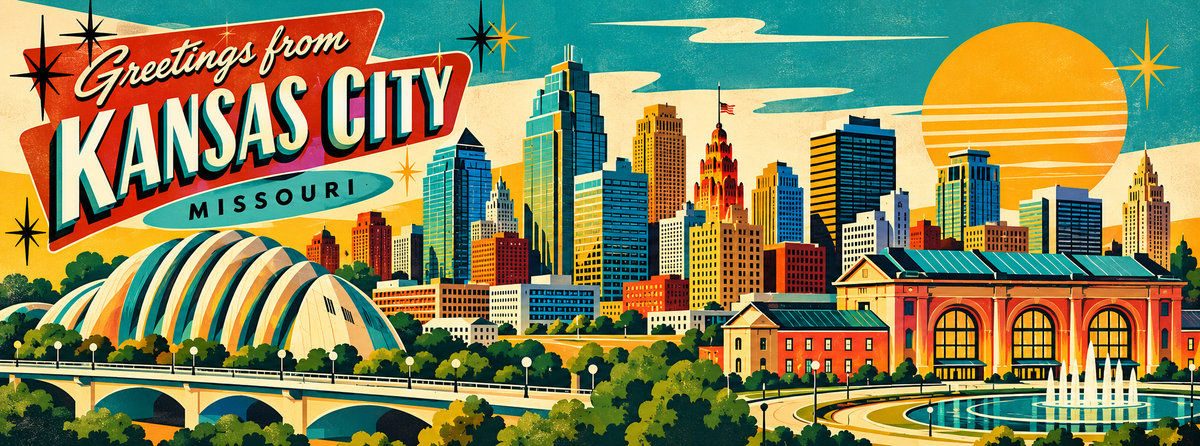 Kansas City Skyline Magnet - Mid Century Modern