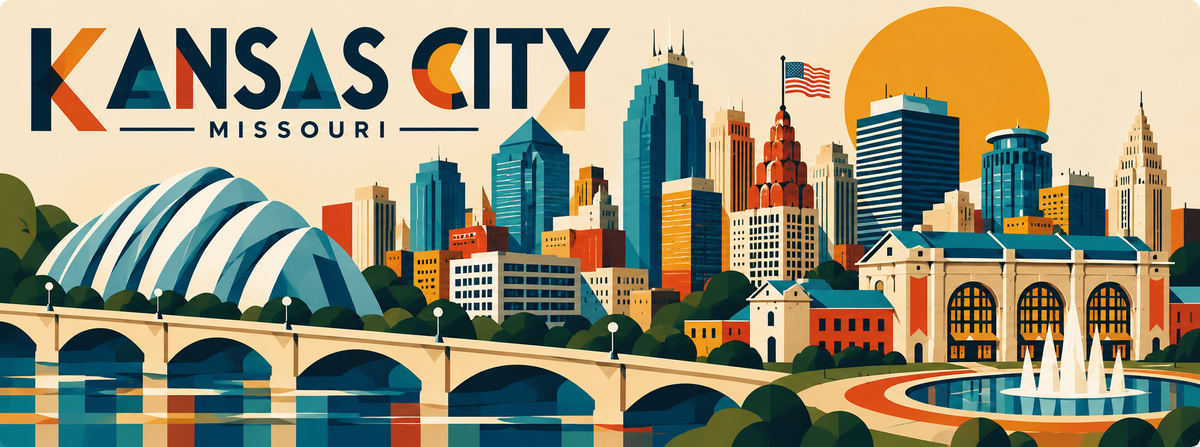 Kansas City Skyline Magnet - Minimalist Geometric Style
