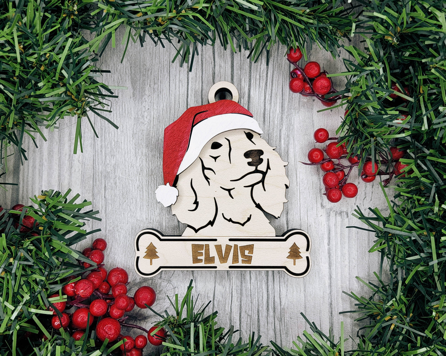 Long Haired Dachshund Santa Hat Dog Ornament