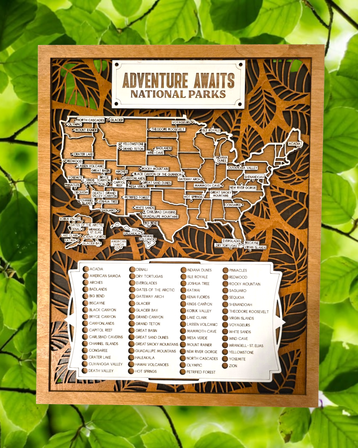 Leaves Theme National Park Explorer Map