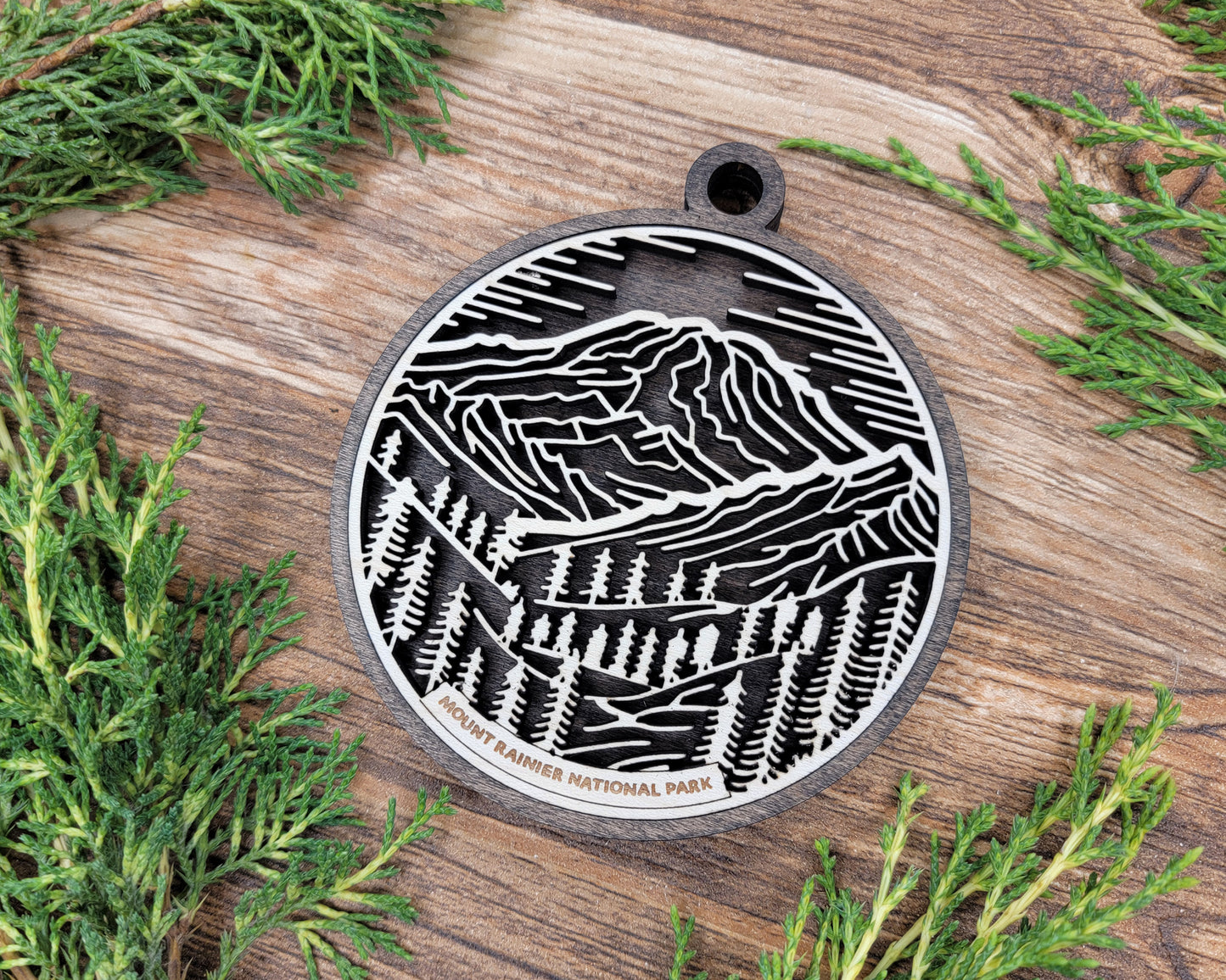 Mount Ranier National Park Line Art Ornament