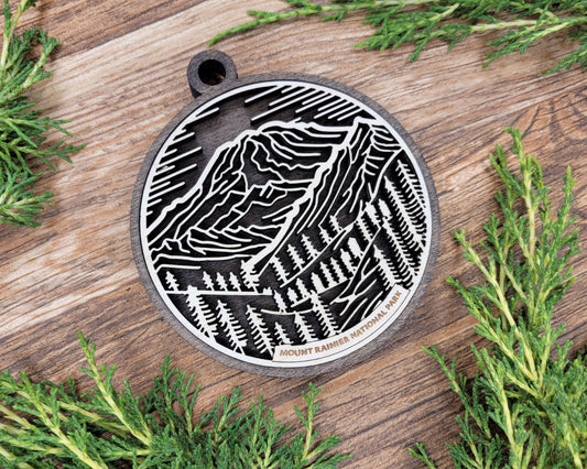 Mount Ranier National Park Line Art Ornament