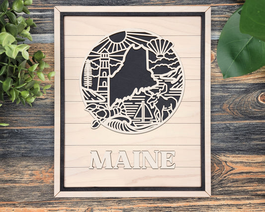 Maine State Heritage Frame Pop Sign