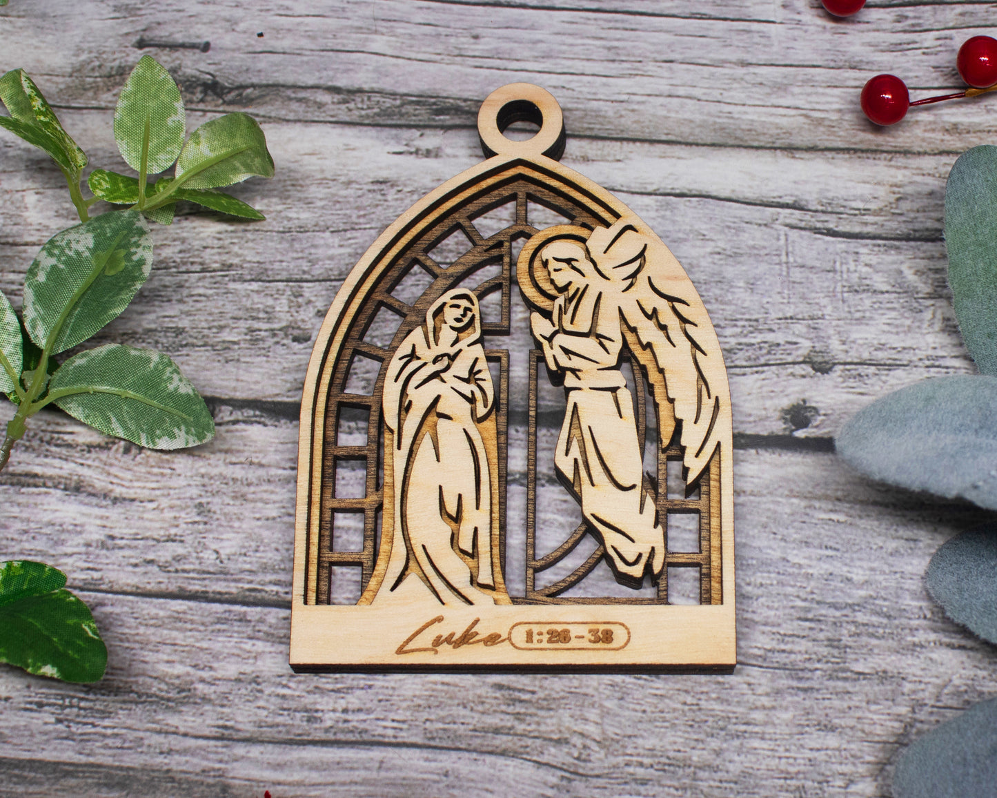 Mary and Angel Arched Christmas Story Ornament