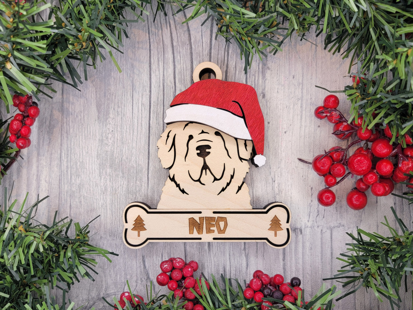 Newfoundland Santa Hat Dog Ornament