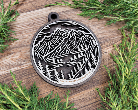 North Cascades National Park Line Art Ornament