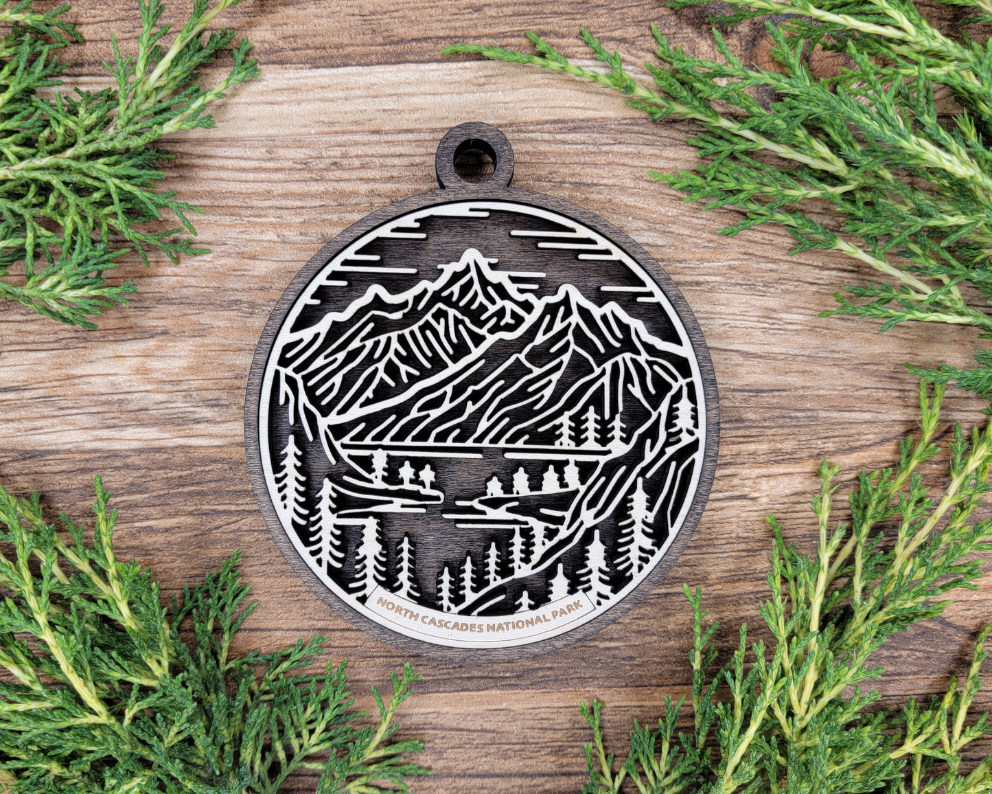North Cascades National Park Line Art Ornament