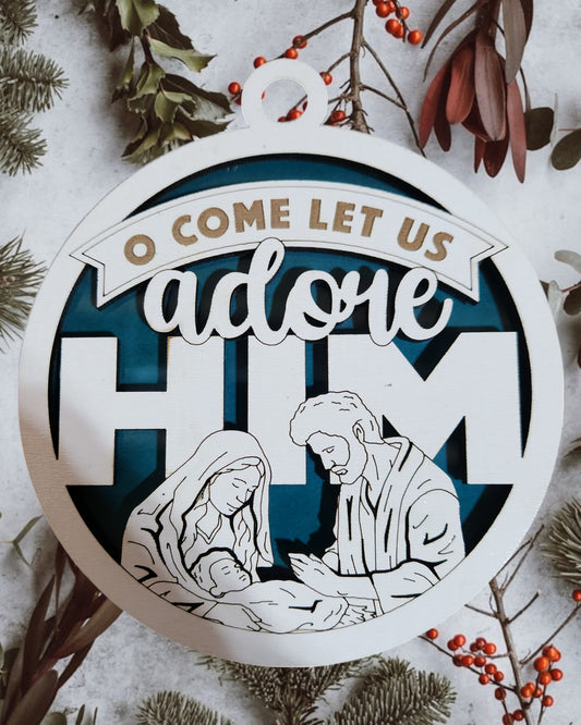 Jesus Series - O Come Let Us Adore Him (Blue Background)