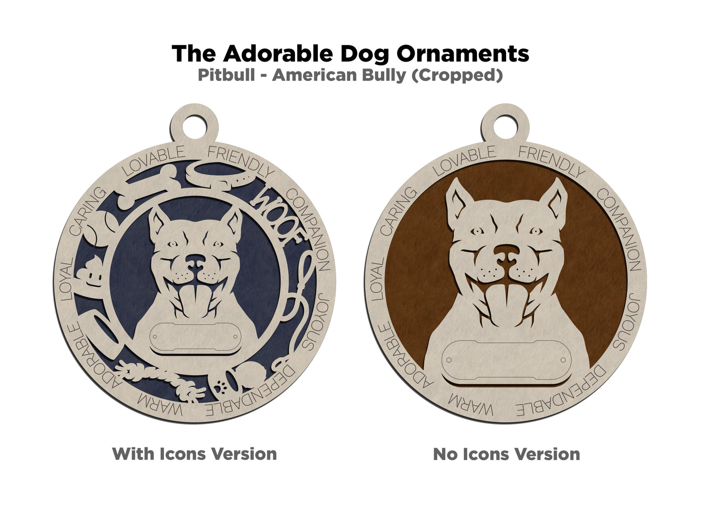 Pitbull - American Bully (Cropped) Dog Ornament