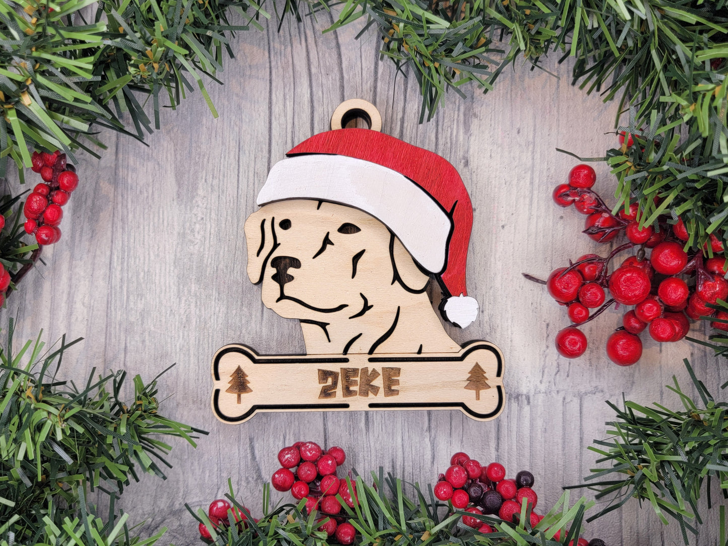 Rhodesian Ridgeback Santa Hat Dog Ornament