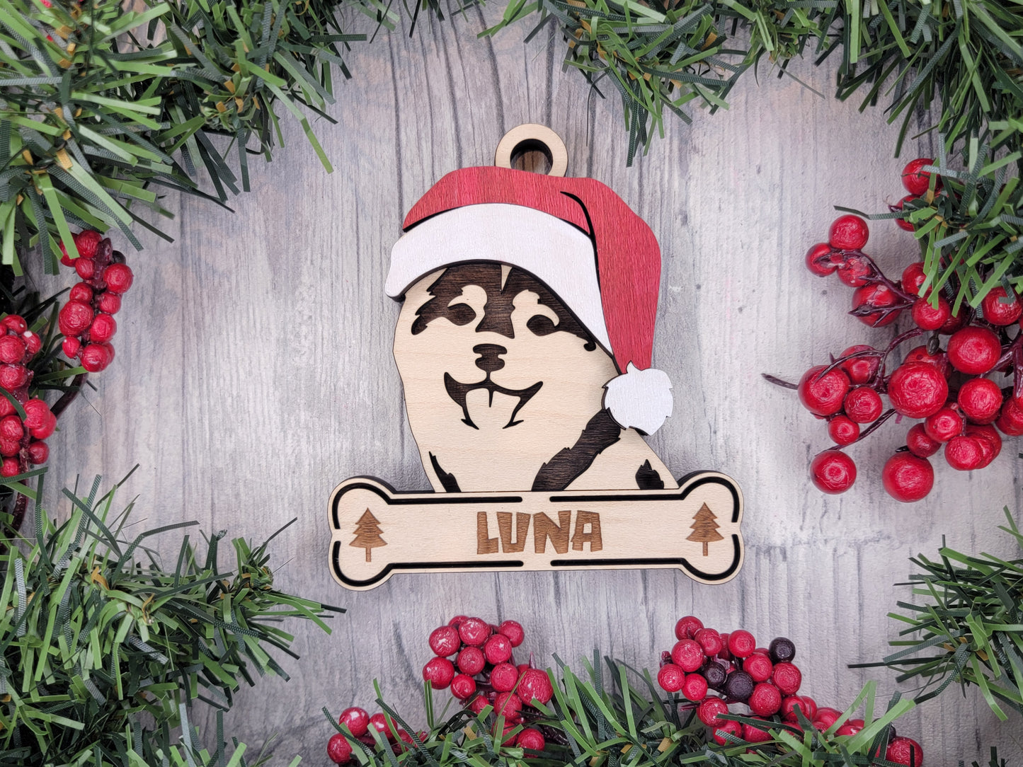 Shiba Inu Santa Hat Dog Ornament