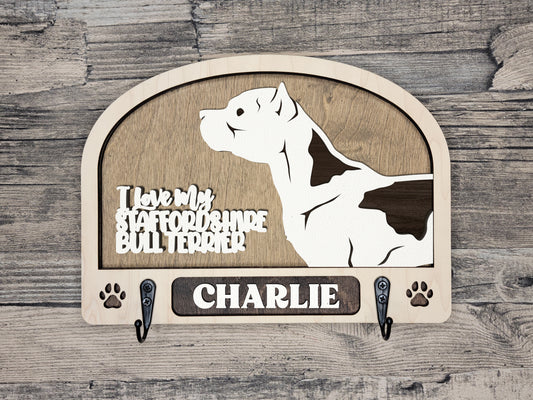 Staffordshire Bull Terrier (Cropped) Leash Holder