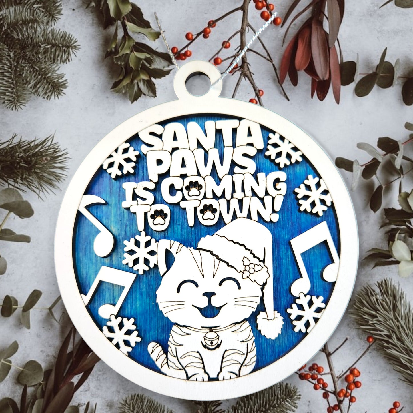 Christmas Fun Pun Ornament - Santa Paws is Coming to Town