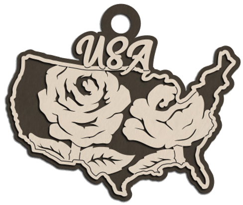 USA Flower Christmas Ornament