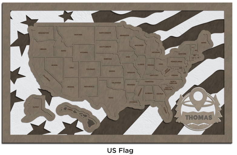 US Flag Travel Tracking Map