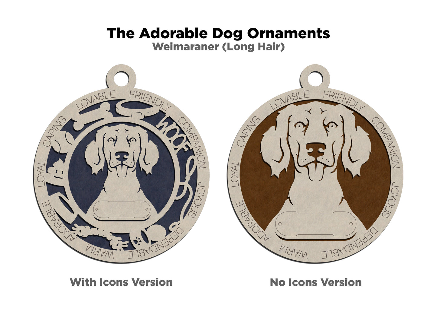 Weimaraner (Long Hair) Dog Ornament