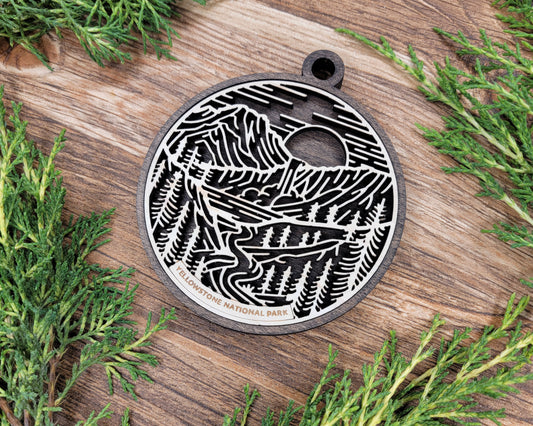 Yellowstone National Park Line Art Ornament