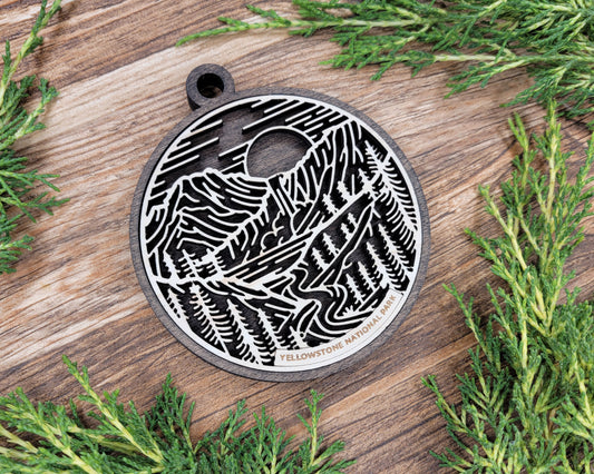 Yellowstone National Park Line Art Ornament