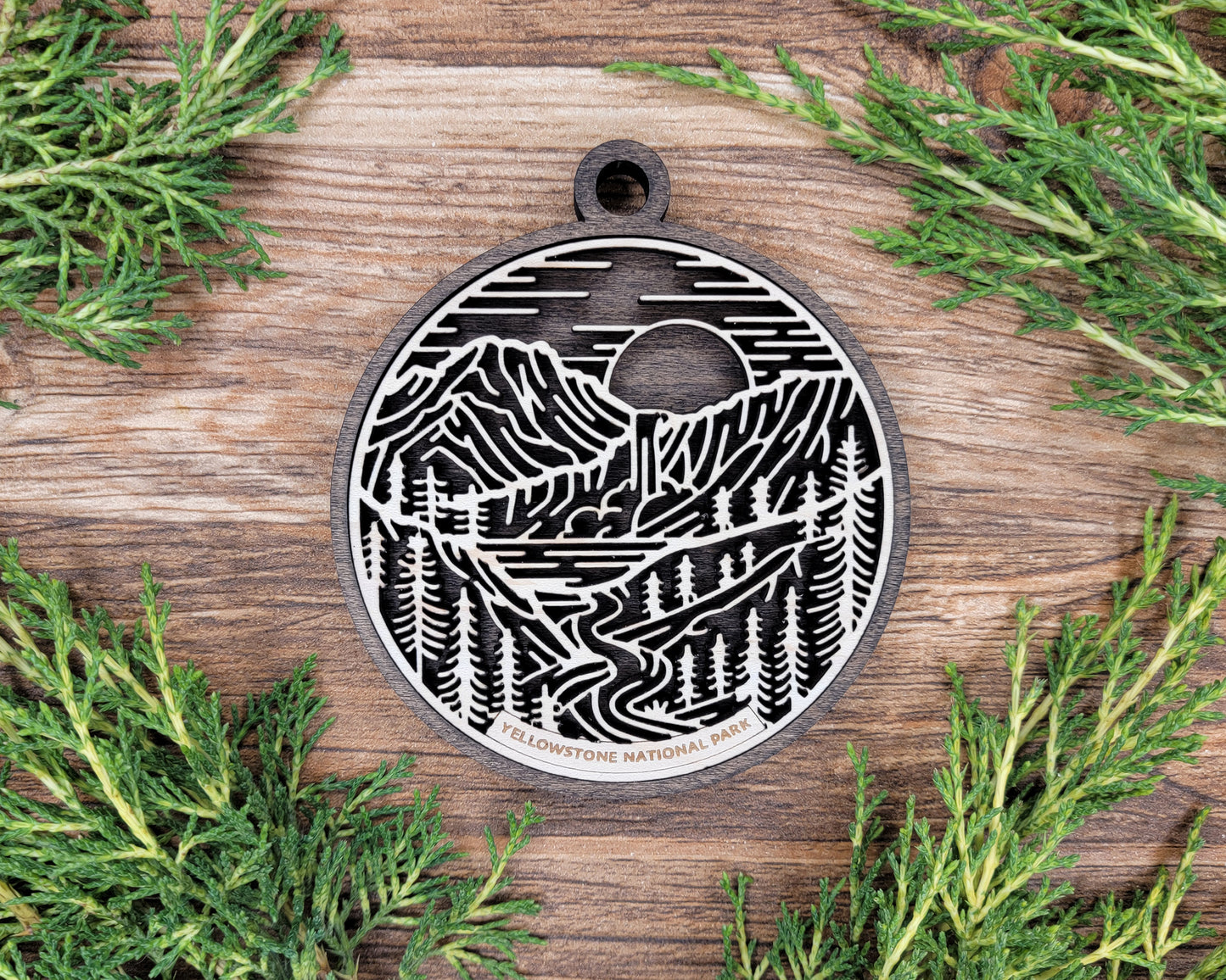 Yellowstone National Park Line Art Ornament