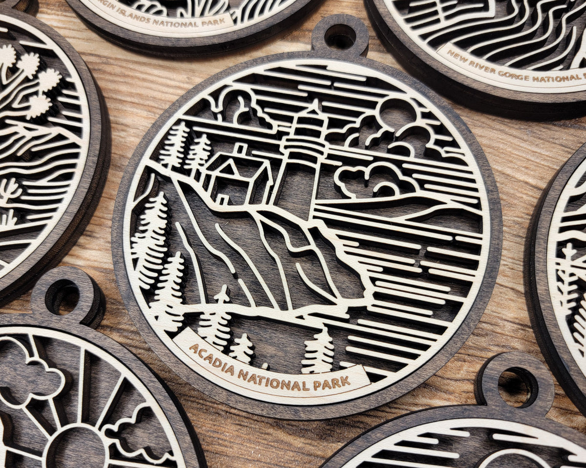 National Park Line Art Ornaments