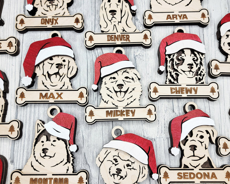 Santa Hat Dog Ornaments Collection
