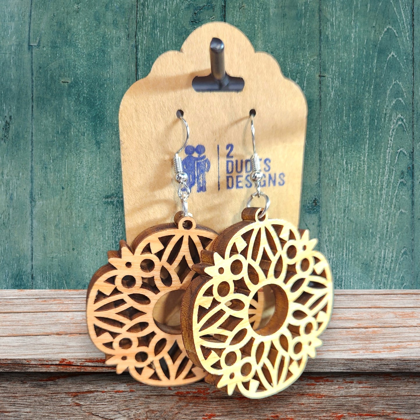 Round Cherry Wood Earrings