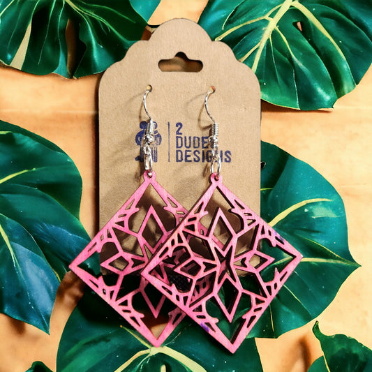 Diamond Pink Boho Dangle Earrings