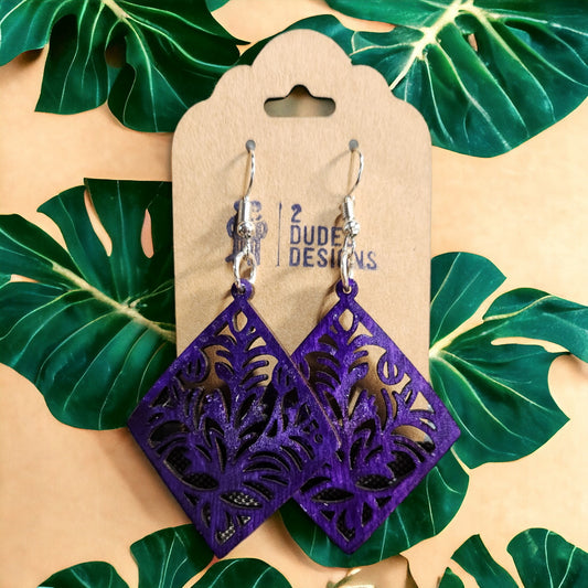 Diamond Purple Boho Dangle Earrings