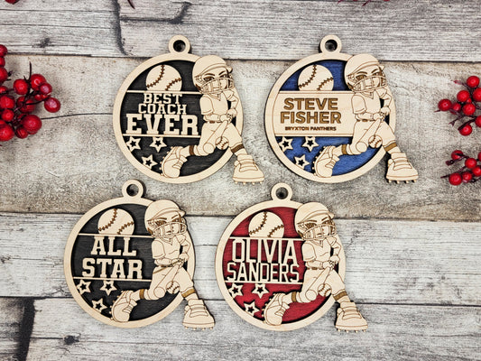 Animated Sports Ornaments - Softball