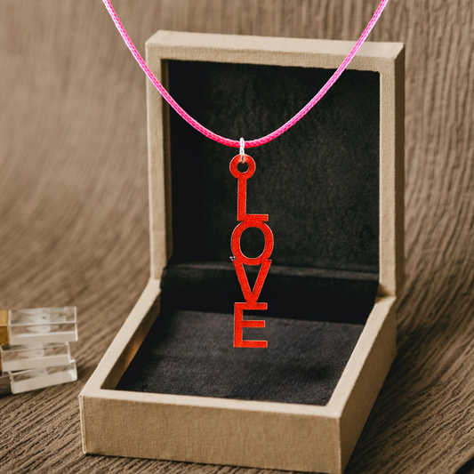 Multi-Color Love Cutout Necklace, Various Color Cords, Silver Clasp