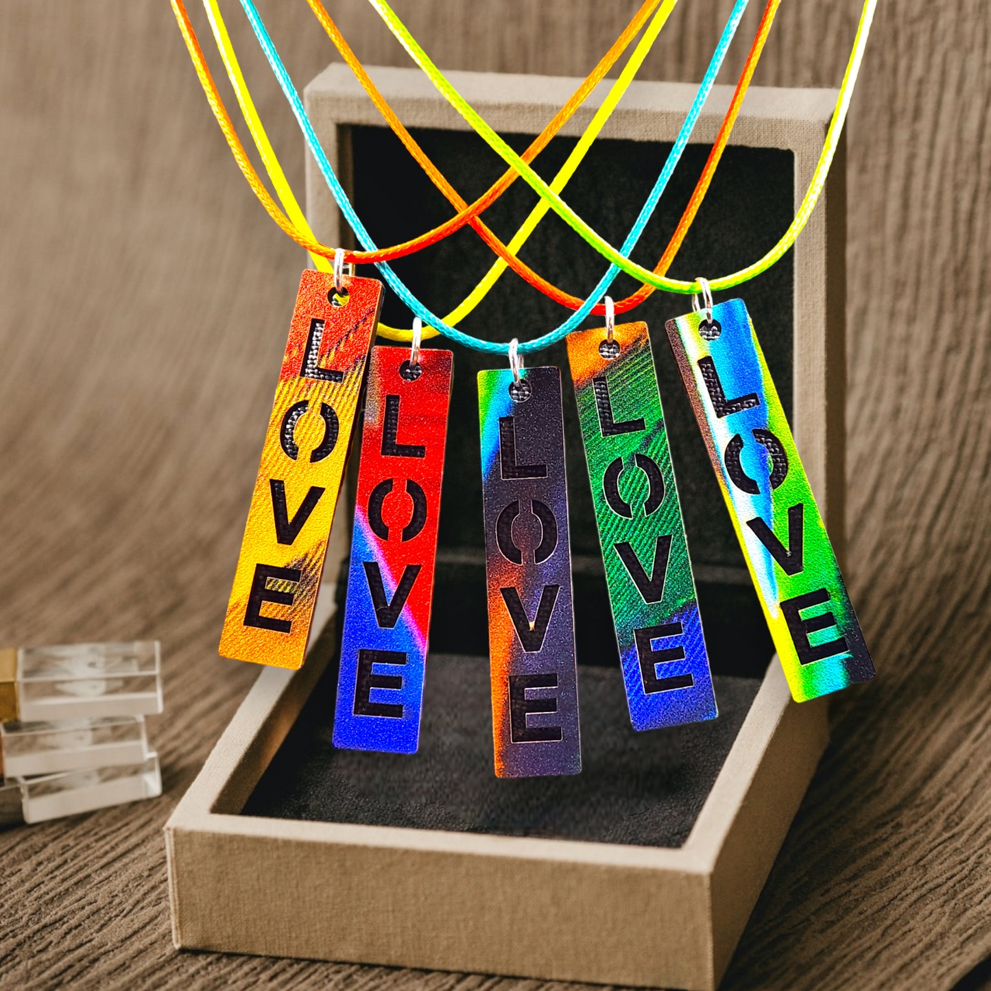 Multi-Color Love Necklace, Various Color Cords, Silver Clasp