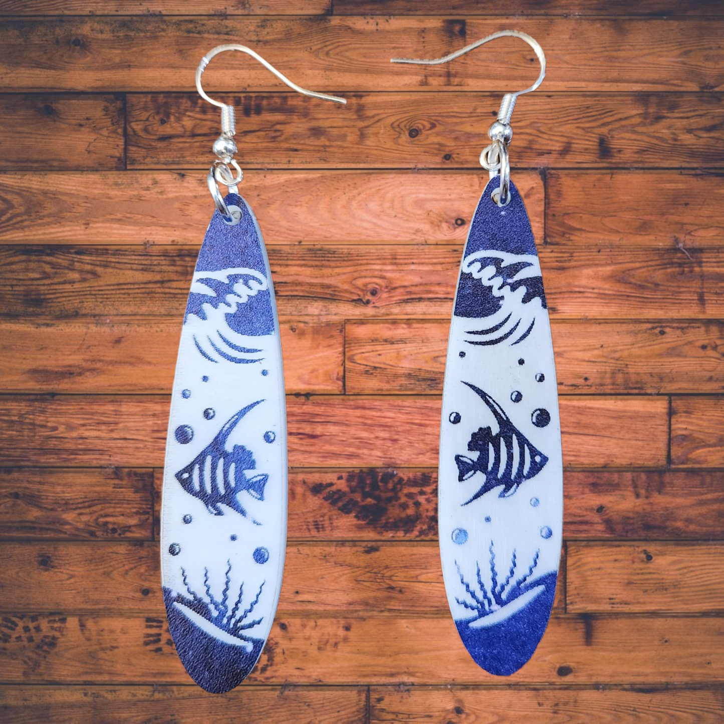 Ocean Life Angel Fish Acrylic Dangle Earrings