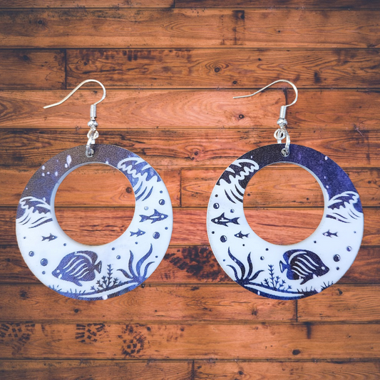 Ocean Life Clown Fish Acrylic Dangle Earrings