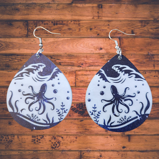 Ocean Life Octopus Acrylic Dangle Earrings