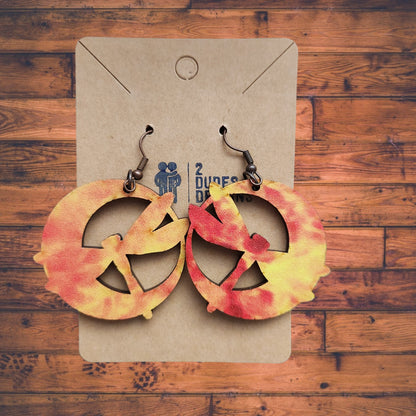 Round Dragonfly Patterned Dangle Earrings