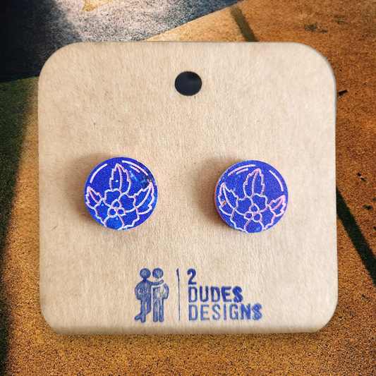 Pink and Blue Holly Stud Earrings