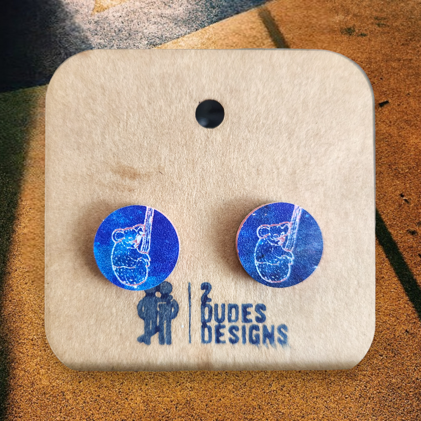 Pink and Blue Koala Bear Stud Earrings