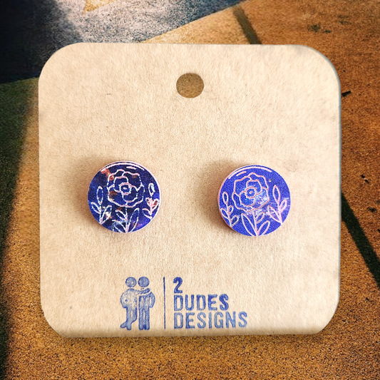 Pink and Blue Stud Earrings