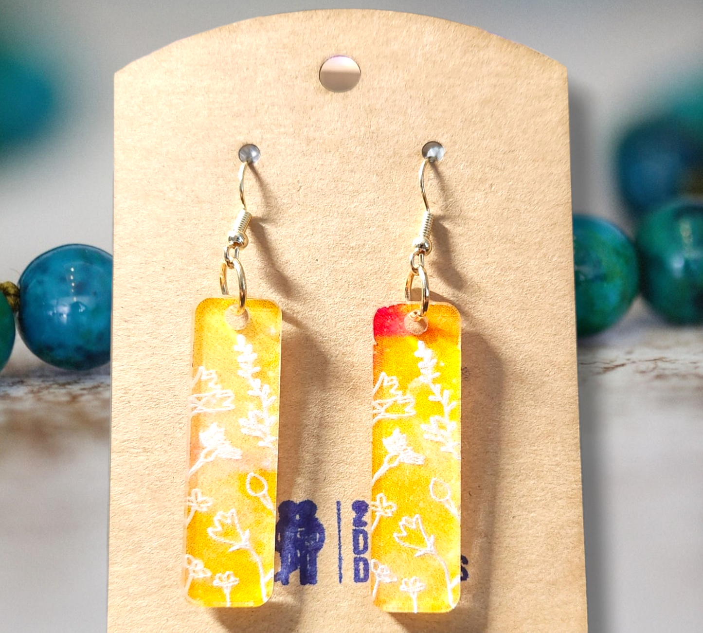 Multi-Color Etched Acrylic Bar Dangle Earrings