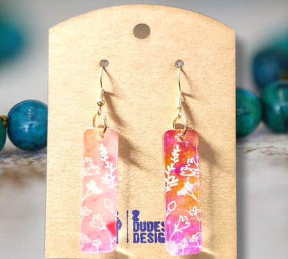 Multi-Color Etched Acrylic Bar Dangle Earrings