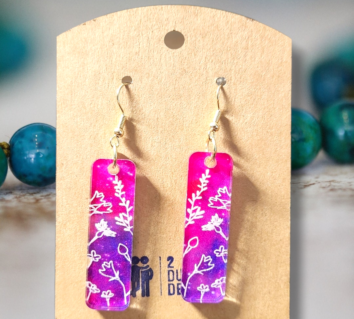 Multi-Color Etched Acrylic Bar Dangle Earrings