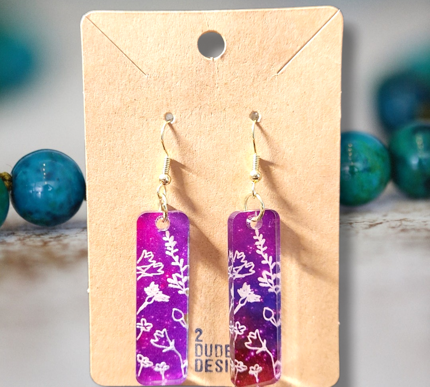 Multi-Color Etched Acrylic Bar Dangle Earrings