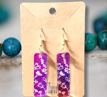 Multi-Color Etched Acrylic Bar Dangle Earrings