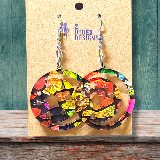 Round Multi-Color Acrylic Dangle Earrings