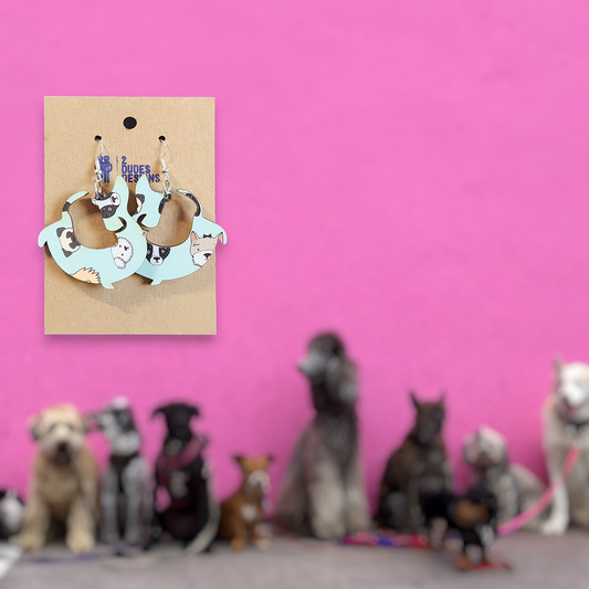Dog Pattern MDF Wiener Dog Dangle Earrings