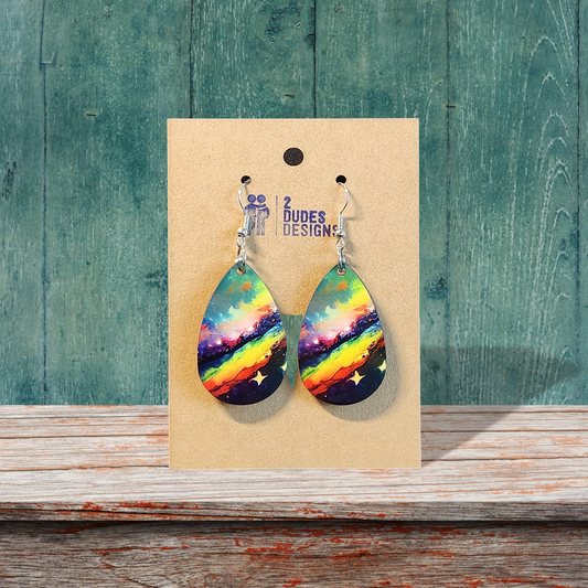 Cosmic Galaxy Sublimated Teardrop Earrings