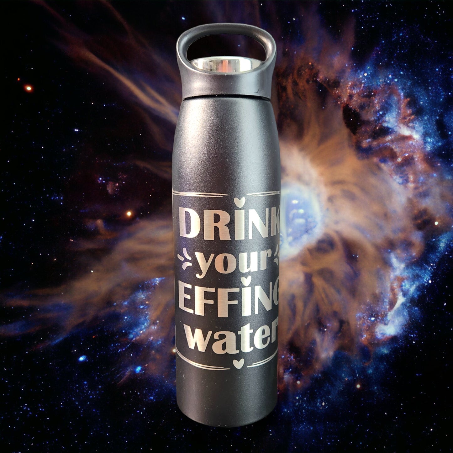 Drink Your Effin Water Black 20 Oz Stainless Steel Engraved Tumbler