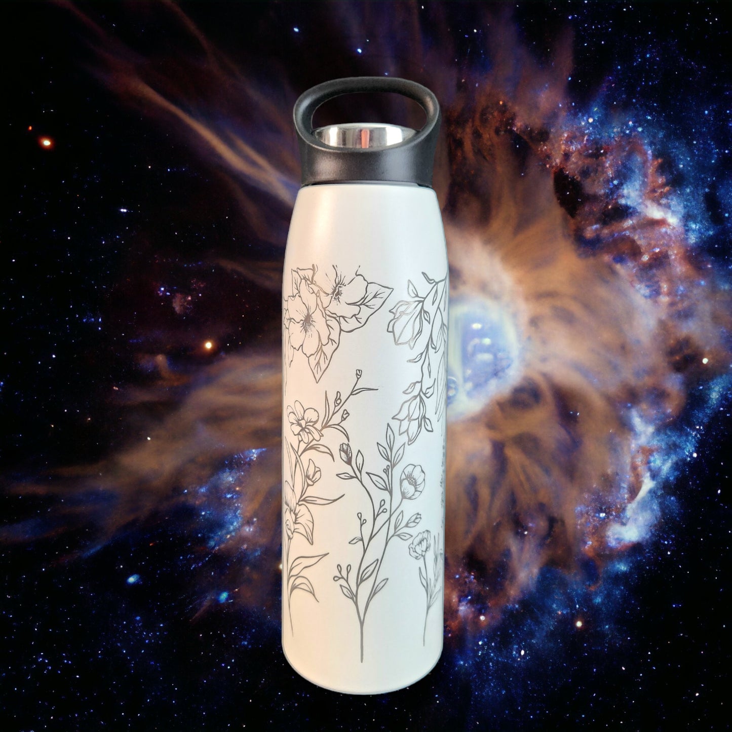 Floral White 20 Oz Stainless Steel Engraved Tumbler