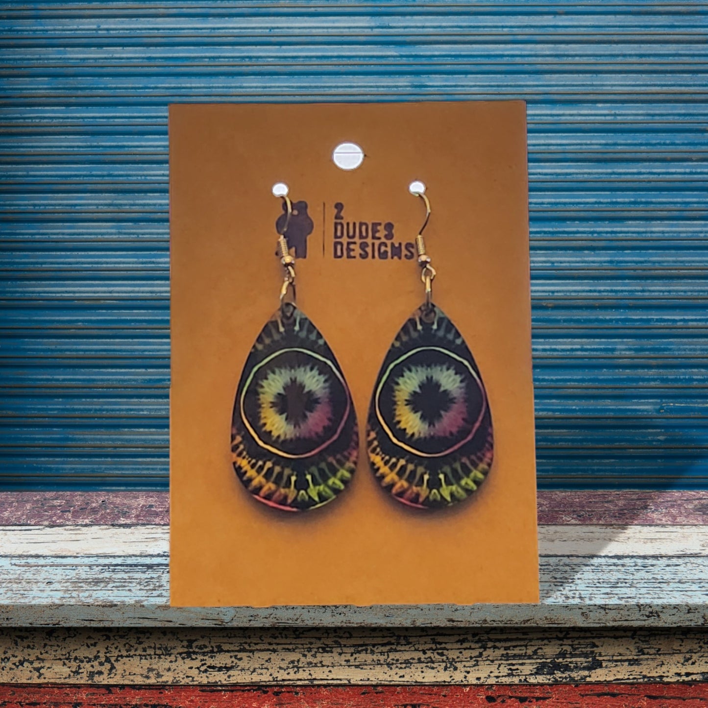 Boho Cross Shaped Sublimated Teardrop Earrings