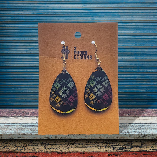 Boho Clover Shaped Sublimated Teardrop Earrings